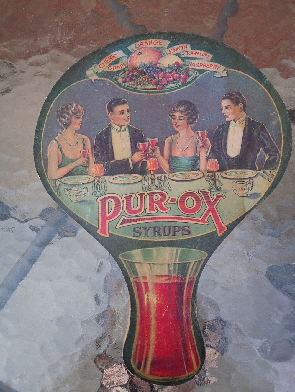 Pur-Ox Syrups Vintage Advertising Sign - Red, Green, Cream